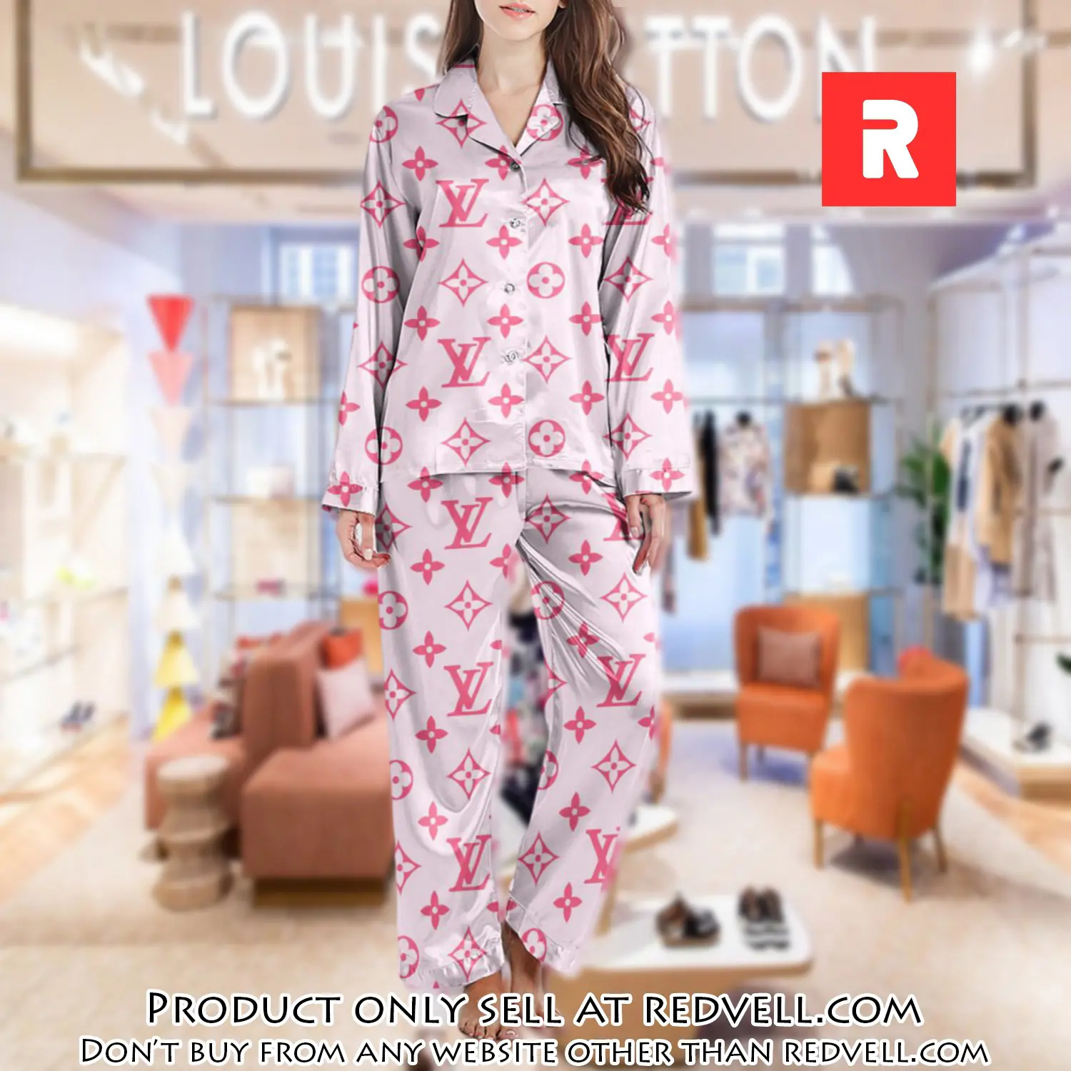 Lv monogram long satin pajama set pjs1007 rv5539919